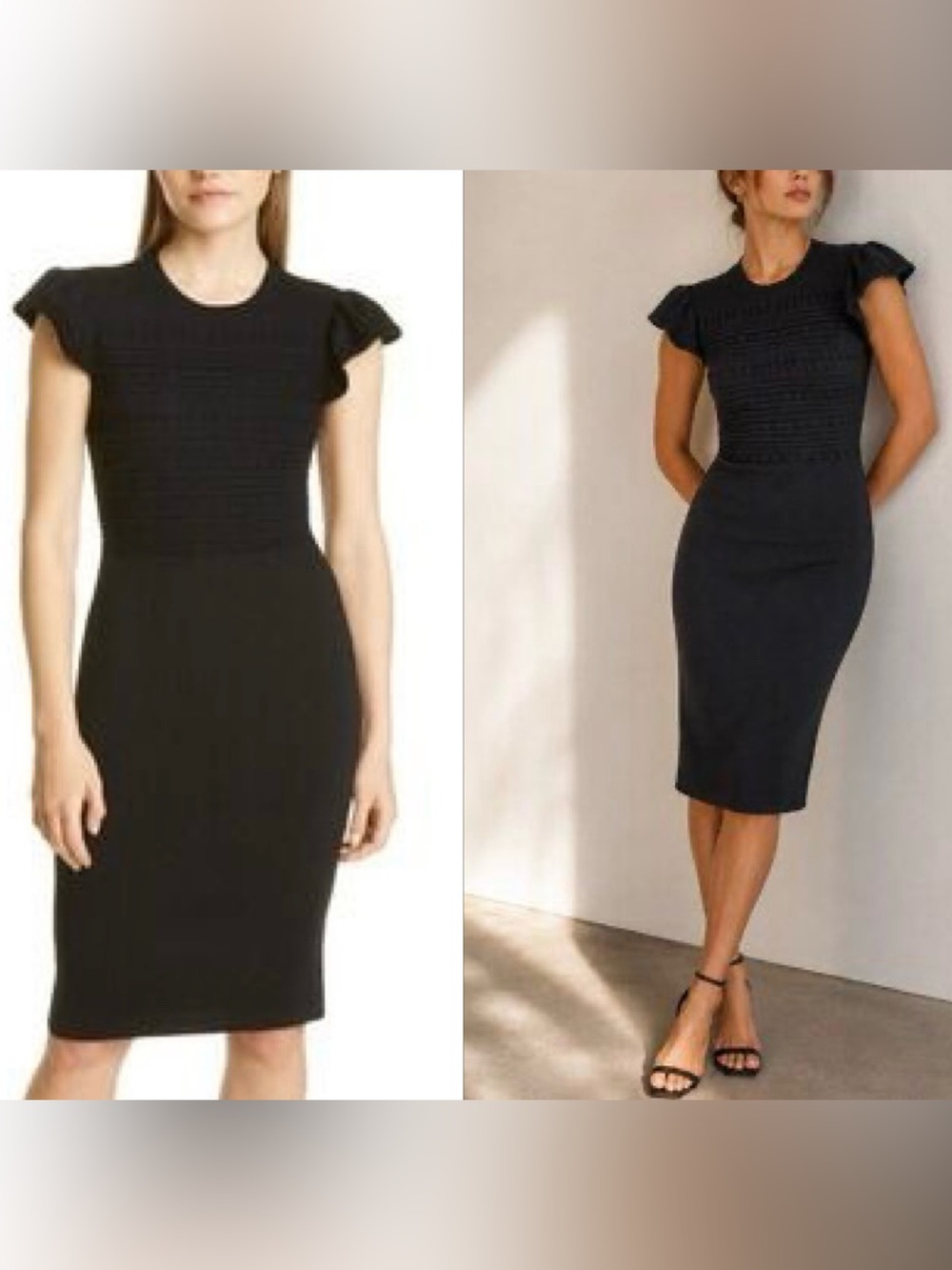 Red Valentino stretchy crochet knit body con office cap sleeve fitted dress